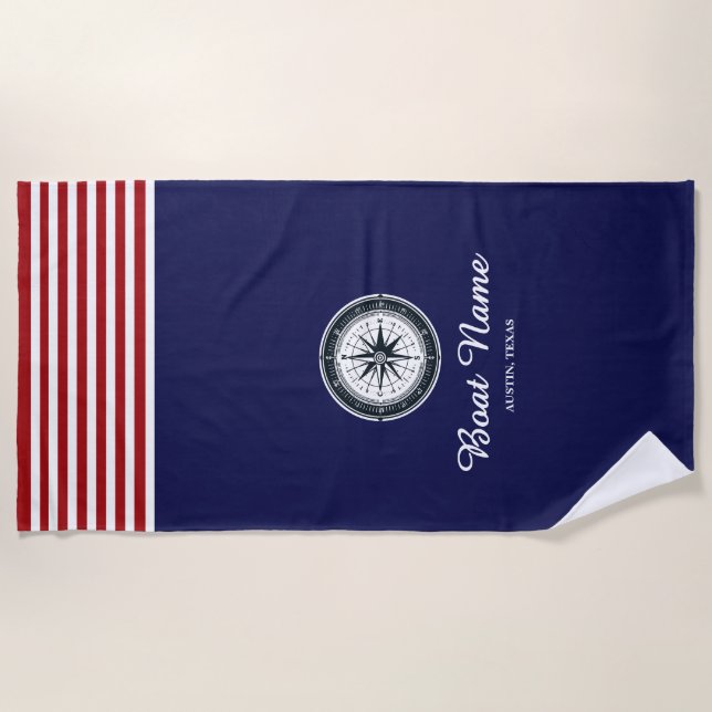 Toalla De Playa Nombre del barco personalizado (Anverso)