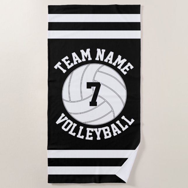 Toalla De Playa Nombre del equipo de voleibol personalizado y núme (Anverso)