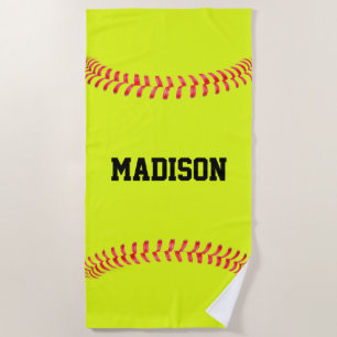 Toalla De Playa Nombre del jugador de personalizado Softball, nomb