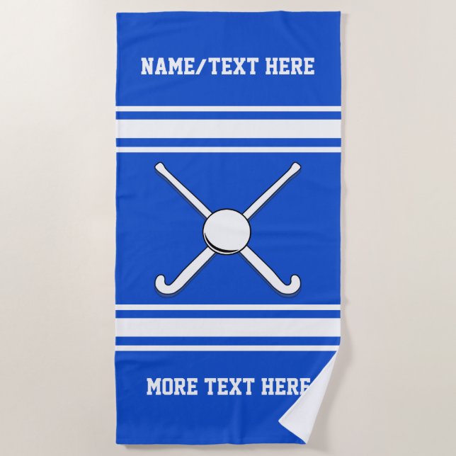 Toalla De Playa Nombre del jugador o del equipo de hockey hierba (Anverso)