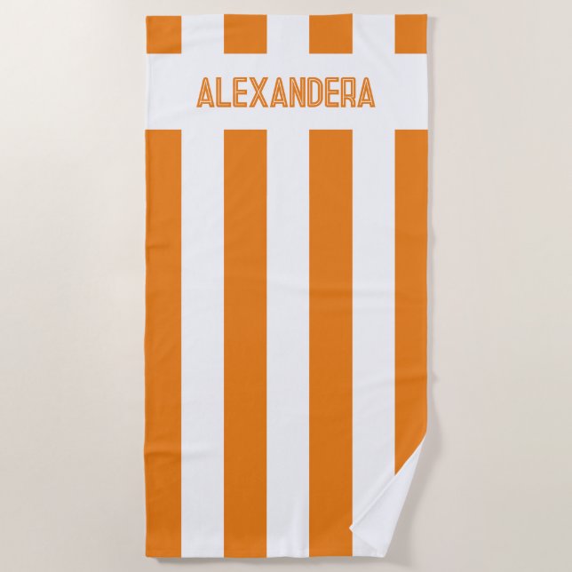 Toalla De Playa Nombre Fiesta de Soltera Naranja (Anverso)