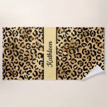 Nombre Monograma Estampado Leopardo Guepardo Negro