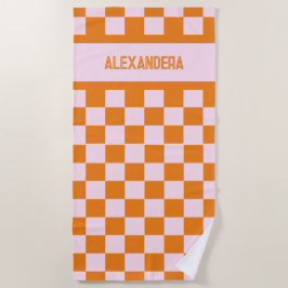 Toalla De Playa Nombre Naranja Rosa Solar Bachelorette