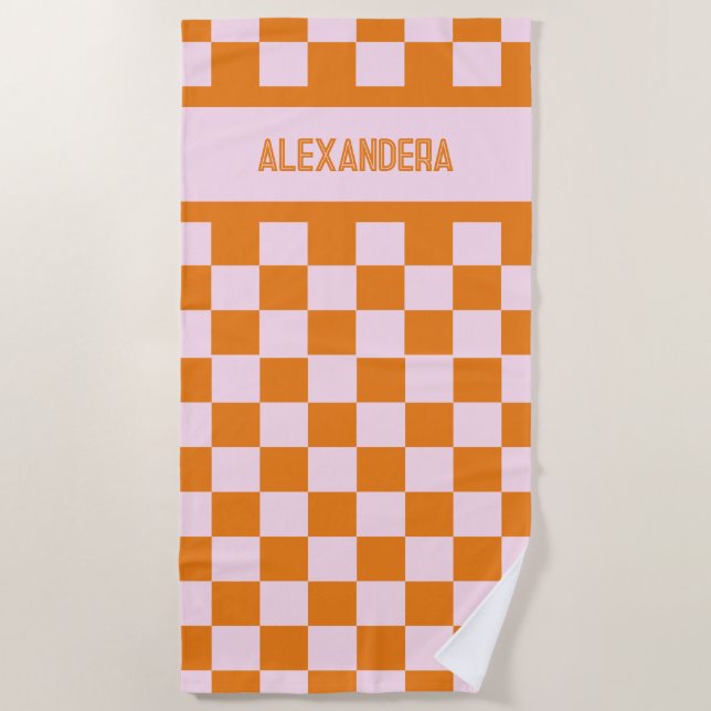 Toalla De Playa Nombre Naranja Rosa Solar Bachelorette (Anverso)