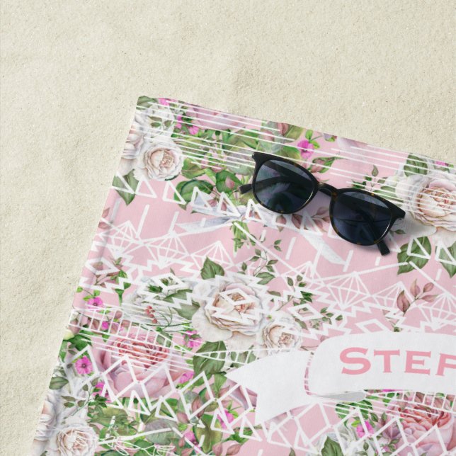 Toalla De Playa Nombre o cita del patrón Rosa azteca rosado Trelli (In situ)