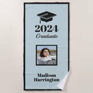 Toalla De Playa Nombre personalizado, año, foto y graduación de co