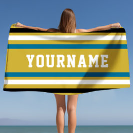 Toalla De Playa Nombre personalizado Bandas de Jersey