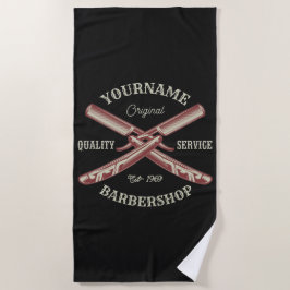 Toalla De Playa NOMBRE personalizado Barber Straight Razor Barbers