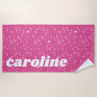 Nombre Personalizado con Brillo Rosa Caliente Retr