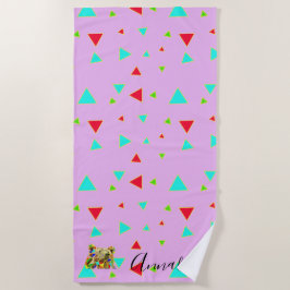 Toalla De Playa Nombre personalizado de arte pop rosado