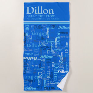Toalla De Playa Nombre personalizado de Dillon que significa tonos