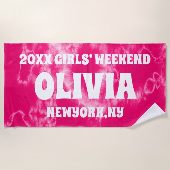 Toalla De Playa Nombre personalizado de fin de semana de Chicas de (Anverso)