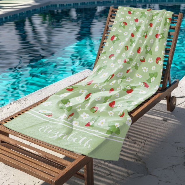 Toalla De Playa Nombre personalizado de fresa de flor cúrcuma vera (Subido por el creador)