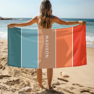 Toalla De Playa Nombre personalizado del bloque de colores de la T
