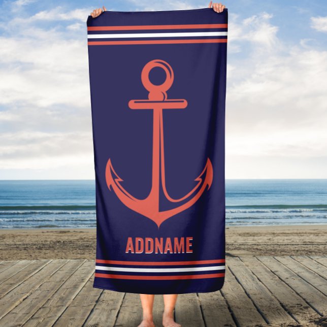 Toalla De Playa Nombre personalizado del delimitador de Naranja de (Subido por el creador)