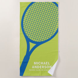 Toalla De Playa Nombre personalizado del entrenador de tenis o del
