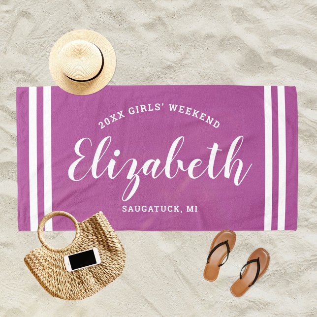 Toalla De Playa Nombre personalizado del fin de semana de Chicas m (Subido por el creador)