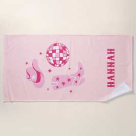 Toalla De Playa Nombre personalizado Disco Cowgirl Bachelorette Be