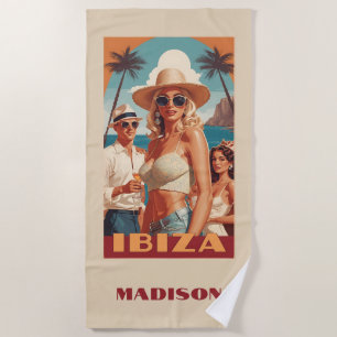 Toalla De Playa Nombre personalizado Ibiza, póster de viaje de Esp
