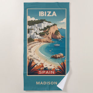 Toalla De Playa Nombre personalizado Ibiza, póster de viaje de Esp