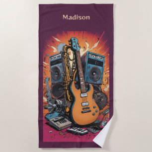 Toalla De Playa Nombre personalizado Instrumentos musicales