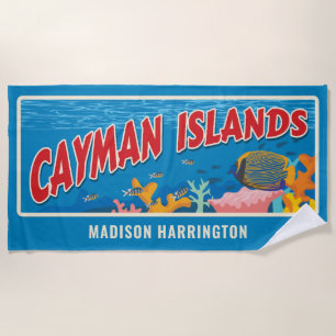 Toalla De Playa Nombre personalizado Islas Caimán