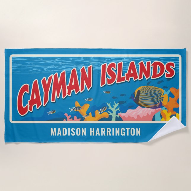Toalla De Playa Nombre personalizado Islas Caimán (Anverso)