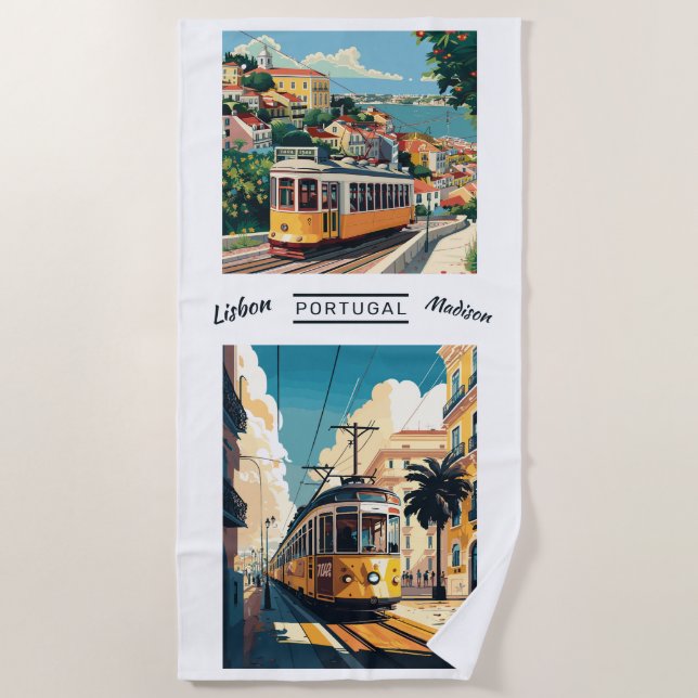 Toalla De Playa Nombre personalizado Lisboa Portugal (Anverso)