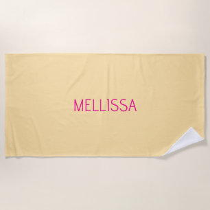 Toalla De Playa Nombre personalizado minimalista crema