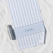 Nombre Personalizado Moderno Azul a Rayas Preppy