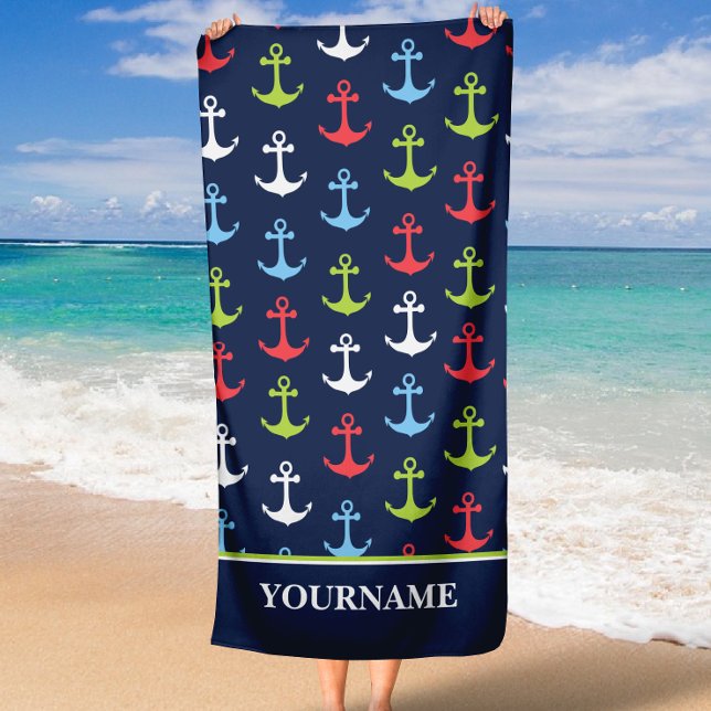 Toalla De Playa Nombre personalizado náutico de anclaje personaliz (Subido por el creador)