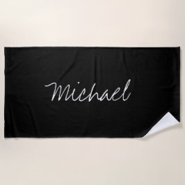 Toalla De Playa Nombre personalizado negro