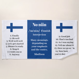 Toalla De Playa Nombre personalizado "No niin" finlandés que dice