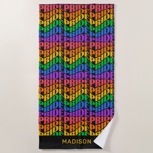 Toalla De Playa Nombre Personalizado Orgullo (Anverso)