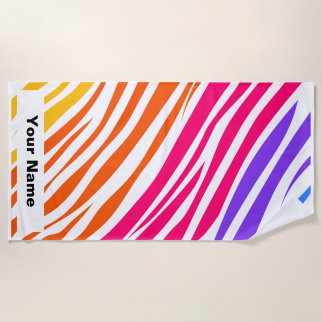 Toalla De Playa Nombre personalizado Patrón de impresión animal Ti (Anverso)