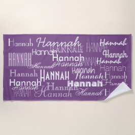 Toalla De Playa Nombre personalizado púrpura