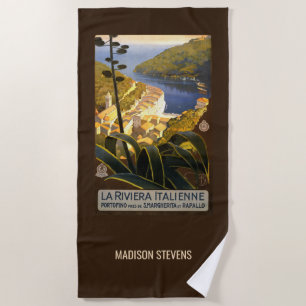 Toalla De Playa Nombre personalizado Riviera Vintage Travel italia