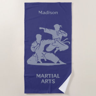 Toalla De Playa Nombre personalizado, texto y color artes marciale