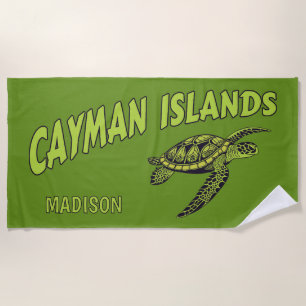 Toalla De Playa Nombre personalizado Tortuga de las Islas Caimán