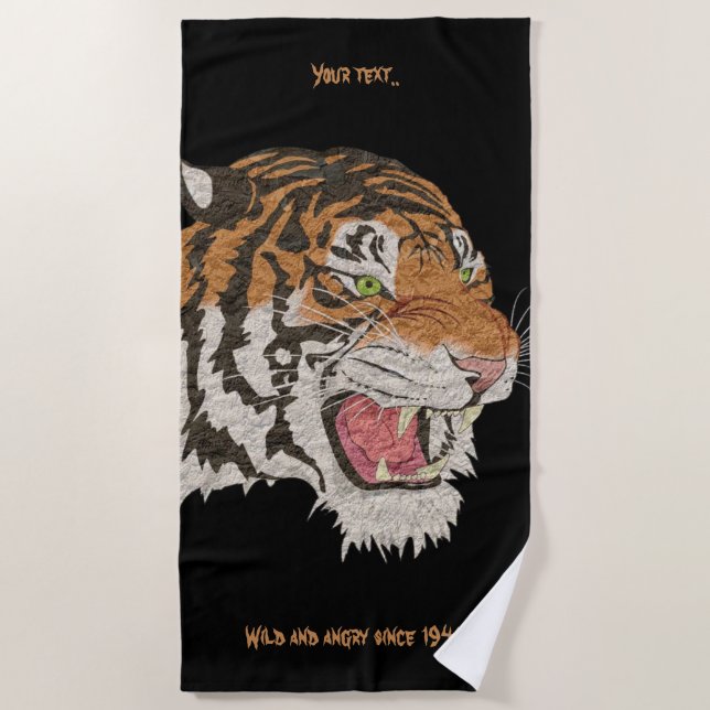 Toalla De Playa Nombre personalizado Un tigre amargo Asombroso tra (Anverso)