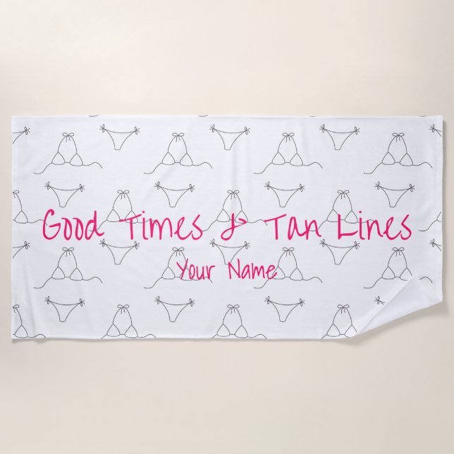 Toalla De Playa Nombre personalizado verano del patrón bikini mode (Anverso)