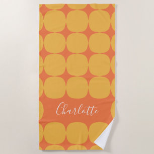 Toalla De Playa Nombre Personalizado Víbrante Amarillo Naranja Fav