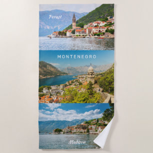 Toalla De Playa Nombre personalizado y Montenegro de texto