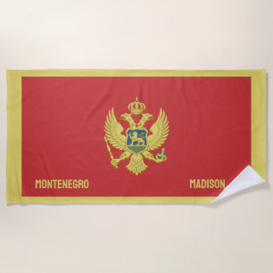 Toalla De Playa Nombre personalizado y Montenegro de texto