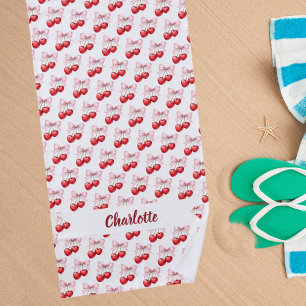 Toalla De Playa Nombre rosa del arco del cerezo