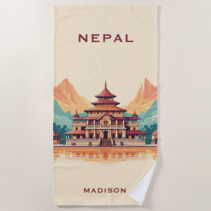 Toalla De Playa Nombre y texto personalizados Nepal