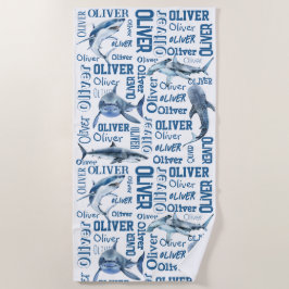 Toalla De Playa Nombres personalizados de niños con collage de tib