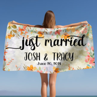 Toalla De Playa Nombres Personalizados Recién Casados