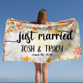 Toalla De Playa Nombres Personalizados Recién Casados