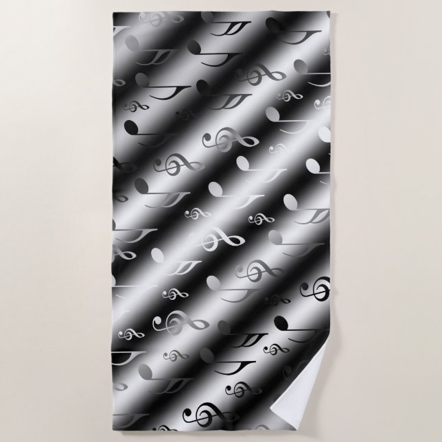 Toalla De Playa nota, música, metalizado, partitura, música, clef, (Anverso)